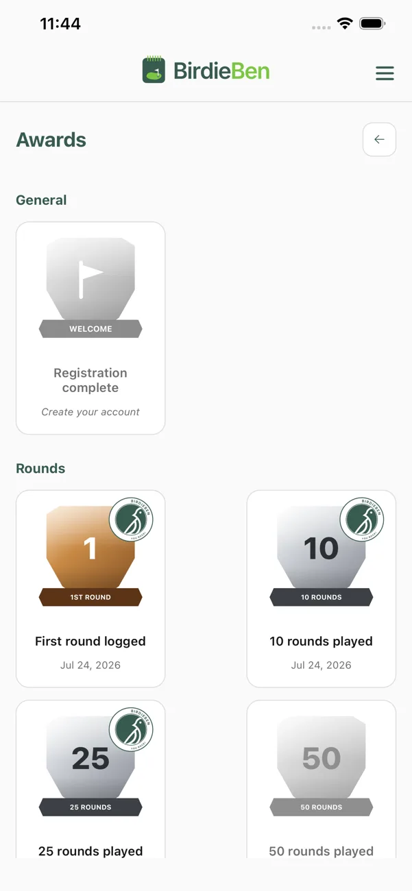 Awards screen
